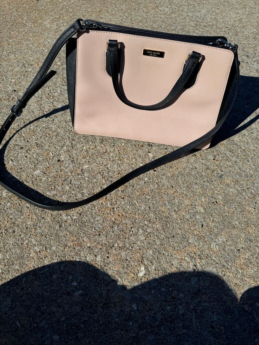 Kate Spade New York Pink Black Leather Satchel Crossbody Shoulder Bag